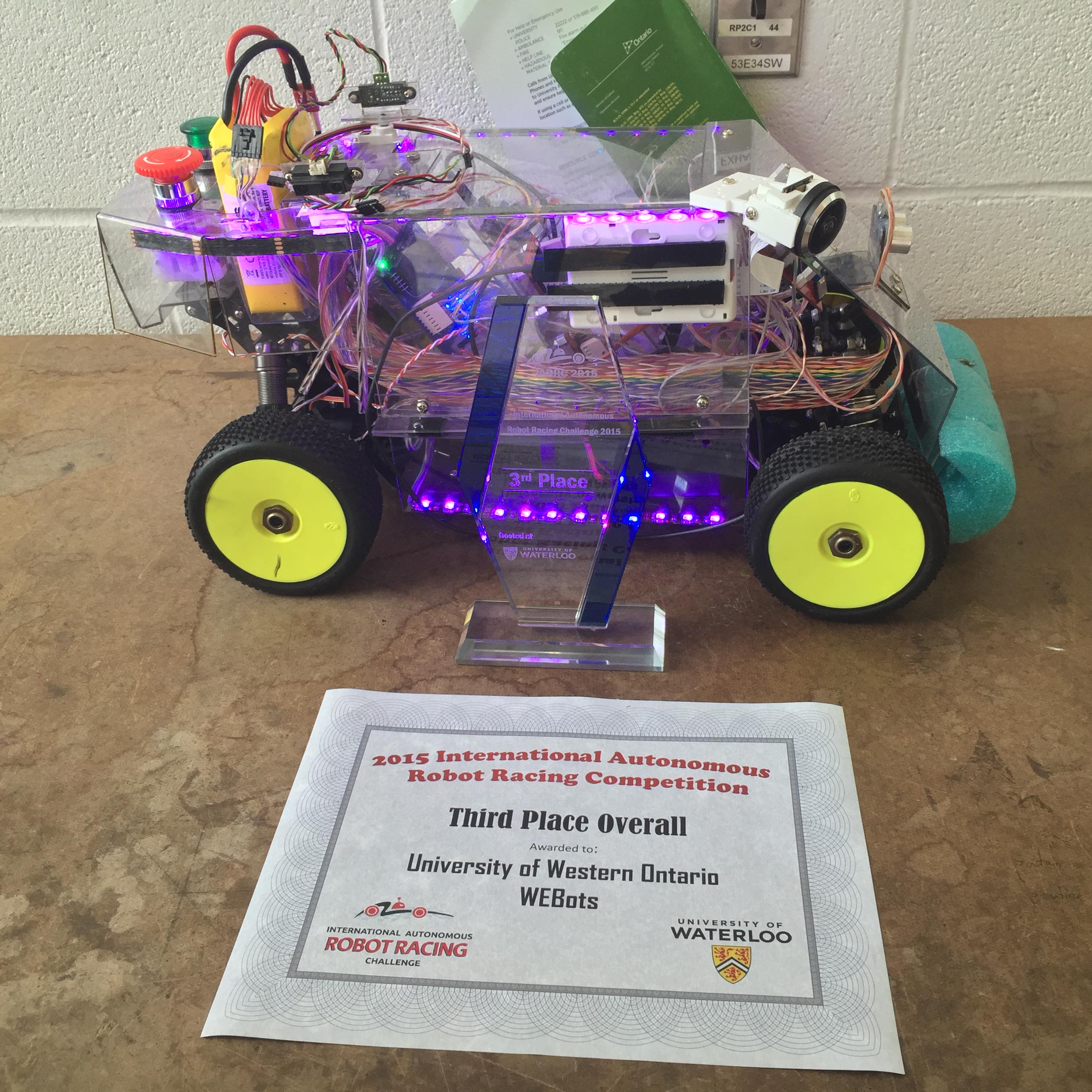 Project CAR with 2015 IARRC third place overall trophy and certificate